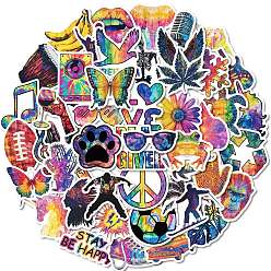 (52) Непрозрачная лаванда 50шт. модные и крутые тематические бумажные наклейки, самослипание, для чемодана, скейтборде, холодильник, шлем, оболочка мобильного телефона, разноцветные, 15~60x25~59x0.2 мм, 50 шт / комплект