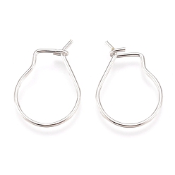 Silver 304 Stainless Steel Hoop Earrings Findings, Kidney Ear Wires, Silver, 18x13x0.8mm