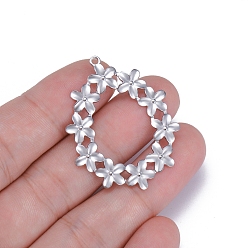 Нержавеющая Сталь Цвет Подвеска из не тускнеющей нержавеющей стали, цветок, цвет нержавеющей стали, 42.5x33.5 мм