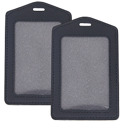 Черный 2шт. держатели для удостоверений личности из искусственной кожи, прямоугольные, чёрные, 110x70x3 мм, отверстие : 13x3 мм