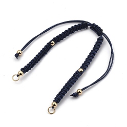 Prussian Blue Braided Nylon Bracelet Making, with 304 Stainless Steel Open Jump Rings and Round Brass Beads, Golden, Prussian Blue, Single Chain Length: about 6-1/8 inch(15.4cm)