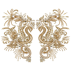 Светло-коричневый 1 парные полиэстеровые швейные украшения, цветок, со стразами, загар, 307x180x4 мм