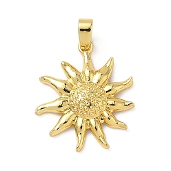 Настоящее золото 18K Латунные подвески, солнце, реальный 18 k позолоченный, 21x18.5x3.5 мм, отверстие : 4x3 мм