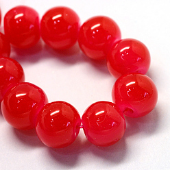 Red Baking Painted Imitation Jade Glass Round Bead Strands, Red, 10~10.5mm, Hole: 1.5mm, about 85pcs/strand, 31.4 inch