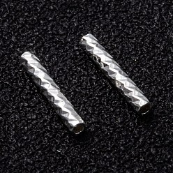 Посеребрённый Бусины из гофрированной латуни, долговечный, 925 серебро покрытием, 10x1.5 мм, отверстие : 0.7 мм