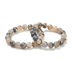 Агат с Узором Драгона Натуральные драконьи вены агатовые вышитые бисером браслеты, круглые, бусины : 10~10.5 мм, внутренний диаметр: 2 дюйм (5.15 см)