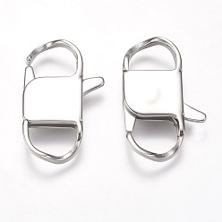 Stainless Steel Color 304 Stainless Steel Lobster Claw Clasps, Stainless Steel Color, 32x19.5x5mm, Hole: 8x11mm