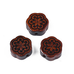 Кокосово-Коричневый Бусины мала из натурального сандалового дерева, неокрашенными, цветок, кокосового коричневый, 16x15x6.5 мм, отверстие : 1.6 мм