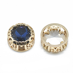 Монтана Шить на горный хрусталь, стекло горный хрусталь, с легкими золотыми тонами латуни, аксессуары для одежды, плоско-круглые, Монтана, 12x6.5 мм