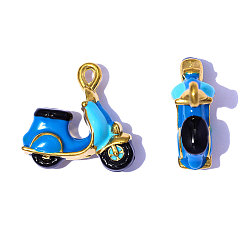 Синий 304 подвески из нержавеющей стали, с эмалью, подвески для мотоциклов, зеркальная полировка, ионное покрытие (ip), реальный 18 k позолоченный, синие, 22x21 мм, отверстие : 2.5 мм