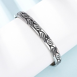 Античное Серебро Ретро 316 браслеты-манжеты из хирургической нержавеющей стали, античное серебро, внутренний диаметр: 2.72 дюйм (6.9 см)