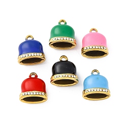 (52) Непрозрачная лаванда 304 подвеска на конец шнура из эмалированной нержавеющей стали, ионное покрытие (ip), реальный 18 k позолоченный, со стразами, разноцветные, 12.5x11.5x8.5 мм, отверстие : 1.8 мм