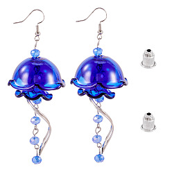 Темно-Синий Латунь качают серьги, со стеклянной подвеской, медуза, темно-синий, 85 мм