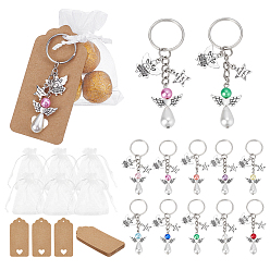 (52) Непрозрачная лаванда 20 шт. 10 цвета имитация жемчуга брелок из акрила и сплава, ангел, с мешочком из органзы и бумажной карточкой, разноцветные, 84 мм, 2 шт / цвет