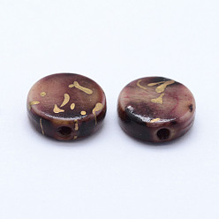 Coconut Brown Drawbench Acrylic Beads, Spray Painted, Flat Round, Coconut Brown, 9x3.5mm, Hole: 1mm, about 2500pcs/500g