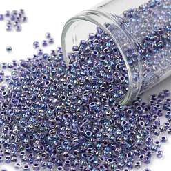 (774) Dark Purple Lined Crystal Rainbow TOHO Round Seed Beads, Japanese Seed Beads, (774) Dark Purple Lined Crystal Rainbow, 11/0, 2.2mm, Hole: 0.8mm, about 5555pcs/50g