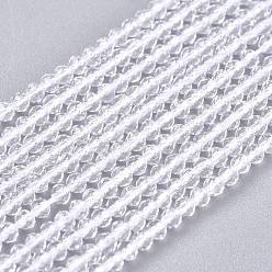 Clear Glass Beads Strands, Imitation Quartz, Faceted, Round, Clear, 2mm, Hole: 0.5mm,  about 175pcs/strand, 14.9 inch(38cm)