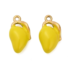 Mango 304 подвески из нержавеющей стали, с эмалью, ионное покрытие (ip), реальный 18 k позолоченный, манго, 16x8x6 мм, отверстие : 1.2 мм
