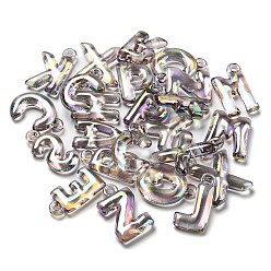 Темно-Серый Прозрачные акриловые подвески с УФ-покрытием, радужный, буквы, темно-серый, 30x7.5~23x5~6.5 мм, отверстие : 3 мм