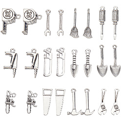 Античное Серебро 96 шт 12 стили подвески из сплава в тибетском стиле, подвески серии строительных инструментов, античное серебро, 17~30x5.8~23x1.5~6 мм, отверстие : 1.5~6 мм, 8 шт / стиль