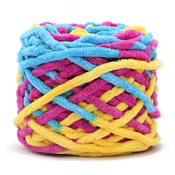 Разноцветный Мягкая полиэфирная пряжа для вязания крючком, толстая пряжа для шарфа, пакет, изготовление подушек, сегмент окрашенный, красочный, 7 мм, около 43.74 ярдов (40 м) / моток