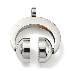 Stainless Steel Color Non-Tarnish 304 Stainless Steel Pendants, Headset, Stainless Steel Color, 32.5x26x13mm, Hole: 4mm