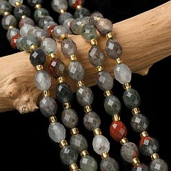 Гелиотроп Бусины из натурального гелиотропного камня / гелиотропа, граненые, рис, с бисером, 7.5~8x6~7.5 мм, отверстие : 0.8~1 мм, около 36~40 шт / нитка, 15.55~15.75'' (39.5~40 см)