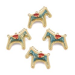 Chapado en Oro Real 18K 304 colgantes de esmalte de acero inoxidable, encantos del caballo, revestimiento de iones (ip), real 18 k chapado en oro, 25.5x29x8.5 mm, agujero: 3 1.4 mm y} mm y 1.2 mm