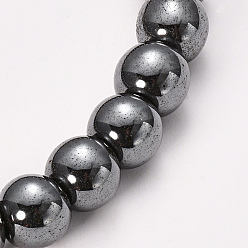 Non-magnetic Hematite Non-magnetic Synthetic Hematite Beaded Stretch Bracelets, Round, 2-1/8 inch(55mm), Bead: 8~9mm
