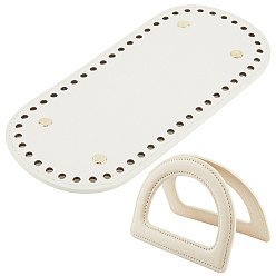 Dentelle Vieille Fonds de sac en similicuir cuthollow 1pc, avec 2pcs poignées de sac en cuir PU avec anneau en D, pour la fabrication de sacs au crochet DIY, or, vieille dentelle, 220x100x3.5mm, Trou: 4.8mm