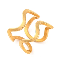Золотой Ионное покрытие (IP) 304 волнистые открытые манжетные кольца из нержавеющей стали для женщин, золотые, 12.5 мм, размер США 7 (17.3 мм)