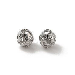 Платинированный Латунные полые бусины-проставки, круглые, Реальная платина, 4 мм, отверстие : 1.6 мм