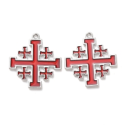 Платина Подвески из эмали и сплава, амулеты с иерусалимским крестом, платина, 35x31x2 мм, отверстие : 2 мм