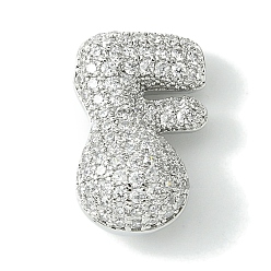 Letter F Стойки обшивки латунь кубического циркония подвески, без кадмия и без свинца, долговечный, алфавит, Буква F, 21.5x13.5x9 мм, отверстие : 4x2 мм