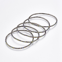 Cветлый Аметист Аb Латунные цепные браслеты, со стразами, с покрытием AB цвета, металлический черный , светлый аметист AB, 2 дюйм (5 см), 2 мм