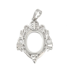 Платина Сеттинги для кулона (кабошонов), латунь , черепаховый шарм, платина, 37.5x27.5x2.5 мм, отверстие : 8x5 мм, лоток : 18.5x13.5 мм