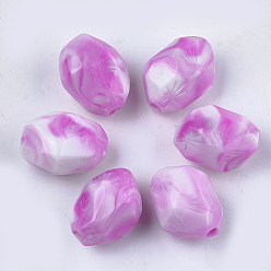 Orchidee Acryl-Perlen, Nachahmung Edelstein-Stil, Ton zwei, Nuggets, Orchidee, 20.5x17x13.5 mm, Bohrung: 3 mm, ca. 195 Stk. / 500 g