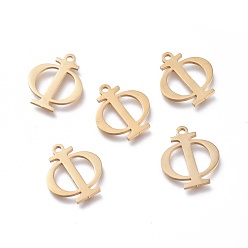 Letter F 304 прелести нержавеющей стали, греческий алфавит, золотые, буква f, 14x12x1 мм, отверстие : 1.2 мм