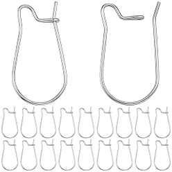 Stainless Steel Color 60Pcs 316 Surgical Stainless Steel Hoop Earrings Findings, Kidney Ear Wires, Stainless Steel Color, 21 Gauge, 20x11mm, Pin: 0.7mm