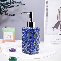 Lapis Lazuli Natural Lapis Lazuli Dispenser Pump Bottles, Shower Shampoo Cosmetic Emulsion Storage Bottle, Column, 7.5x17cm, Capacity: 160ml(5.41fl. oz)