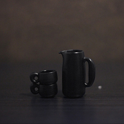 Черный Миниатюрный чайник и набор украшений для чашек, аксессуары для кукольного домика в микроландшафтном саду, декорации для имитации реквизита, чёрные, 8~9x12~14x6~19 мм, 3 шт / комплект