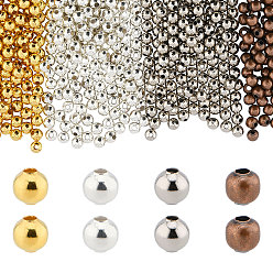 Gemischte Farbe Eisen-Abstandsperlen im tibetischen Stil, Runde, Gemischte Farbe, 5 mm, Bohrung: 2 mm, 4 Farben, 200 Stk. je Farbe, 800 Stück / Karton