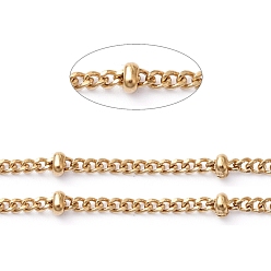 Золотой Ионное покрытие (ip) 304 сателлитные цепи из нержавеющей стали, цепочки для бордюров с алмазной огранкой, пайки, с полыми бусинами и катушкой, золотые, ссылка: 1.8x1.5x0.4 mm, бусина : 2.2 mm, около 65.61 футов (20 м) / рулон