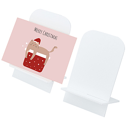 Белый Акриловые подставки для открыток с наклонной спинкой, прямоугольные, белые, 7x6x10 см