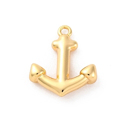 Настоящее золото 18K Латунные подвески, без кадмия, без никеля и без свинца, Якорь прелести, реальный 18 k позолоченный, 15.5x13x3.5 мм, отверстие : 1.4 мм
