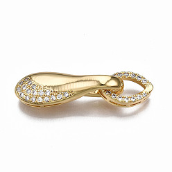 Plaqué 18K Or Véritable Fermoirs emboîtables en zircone cubique transparent micro pave, sans nickel, oeil de cheval, réel 18 k plaqué or, Longueur 34mm, oeil cheval: 13x8x4mm, diamètre intérieur: 5x9 mm, fermoirs: 27x9x8.5 mm, Trou: 1.2mm, diamètre intérieur: 8x5 mm