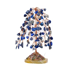 Ляпис-Лазурь Натуральные чипсы из лазурита дерево жизни украшения, Медная проволока, энергетический камень фэн-шуй, подарок для женщин и мужчин, медитация, 40~45x100~110 мм