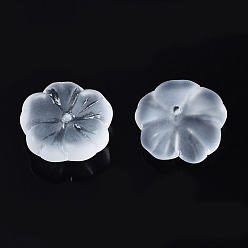 Clear Transparent Frosted Glass Beads, Flower, Clear, 15x15x6mm, Hole: 1.2mm