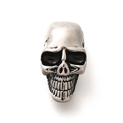 Античное Серебро 304 эмаль нержавеющей стали европейские шарики, бусины с большим отверстием, череп, античное серебро, 25x13.5x12 мм, отверстие : 5.5 мм