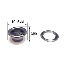 Черный Цвет Металла Латунные втулки, с железной прокладкой, для изготовления пакетов, плоско-круглые, металлический черный , 1.05x0.5 см, отверстие : 6 мм